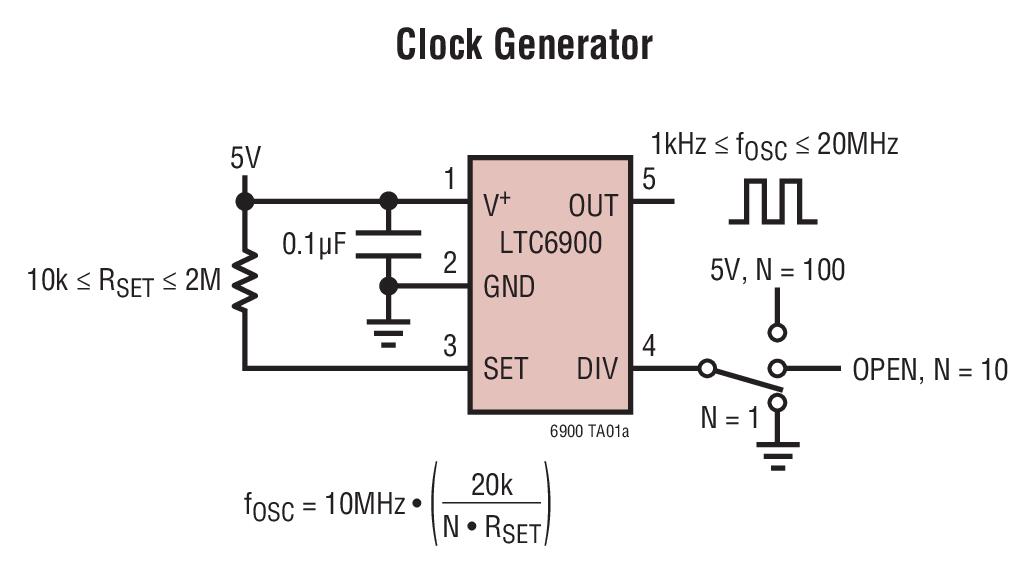 LTC6900CS5 LTC6900 Low Power,1kHz to 20MHz Resistor Set SOT-23 Oscillator