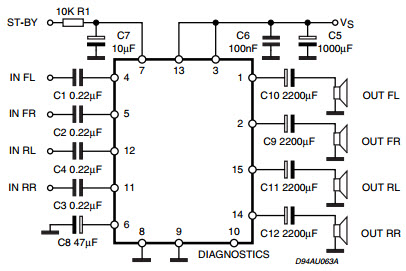 TDA7375_Typical Application Reference Design | Audio Power Amplifier ...