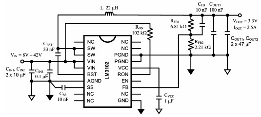 LM3102_Typical Application Reference Design | DC to DC Single Output ...